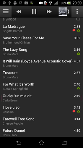 Screenshots des Programms 10 tracks: Cloud music player für Android-Smartphones oder Tablets.