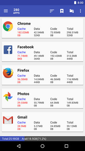 Screenshots of 1 tap cache cleaner program for Android phone or tablet.