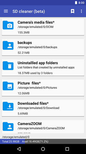 Les captures d'écran du programme Dumpster pour le portable ou la tablette Android.