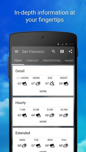 1Weather的Android应用，下载程序的手机和平板电脑是免费的。