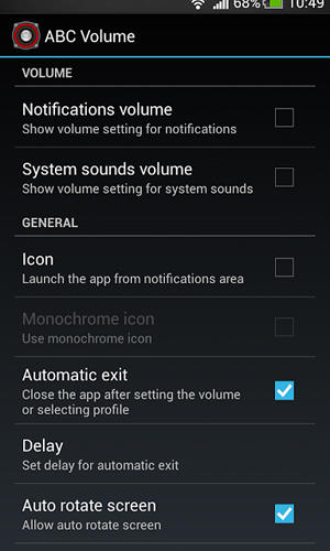 Capturas de pantalla del programa ABC volume para teléfono o tableta Android.