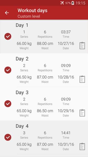 Screenshots of Abs Workout program for Android phone or tablet.