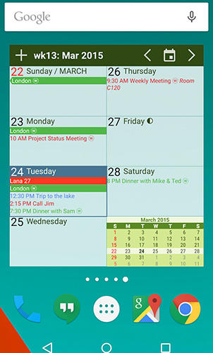 Screenshots des Programms Go days calendar für Android-Smartphones oder Tablets.