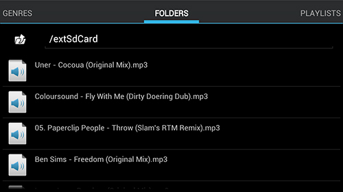 Screenshots of aDJ pro program for Android phone or tablet.