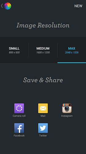 Screenshots des Programms Afterlight für Android-Smartphones oder Tablets.