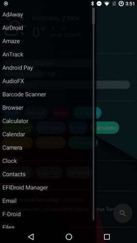 Capturas de pantalla del programa AIO launcher para teléfono o tableta Android.