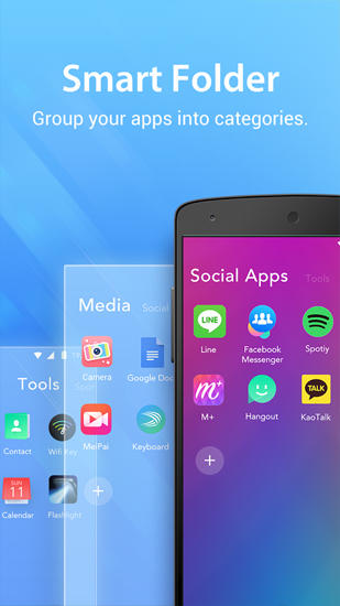 Screenshots des Programms Hyperion launcher für Android-Smartphones oder Tablets.