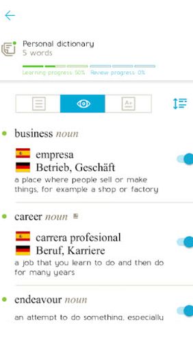 Screenshots des Programms Memrise: Learn a foreign language für Android-Smartphones oder Tablets.