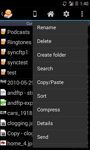 Screenshots of And explorer program for Android phone or tablet.