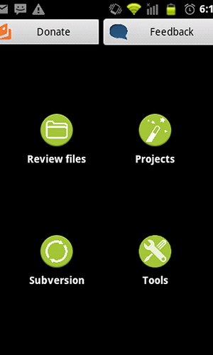 Скріншот додатки Android java editor для Андроїд. Робочий процес.