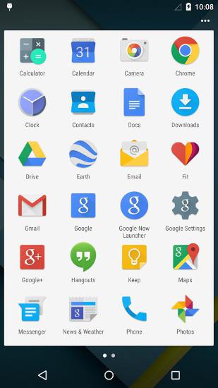 Capturas de pantalla del programa Apex Launcher para teléfono o tableta Android.