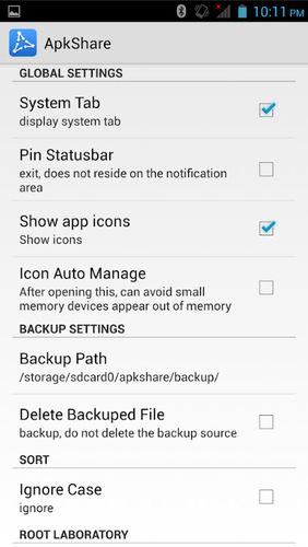 Screenshots of ApkShare program for Android phone or tablet.