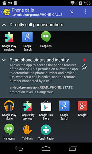 Screenshots des Programms Quick System Info für Android-Smartphones oder Tablets.