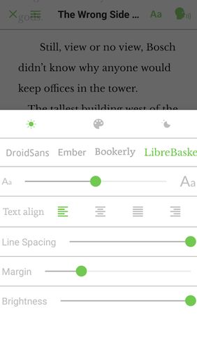 Les captures d'écran du programme Audiobook Reader: Turn ebooks into audiobooks pour le portable ou la tablette Android.