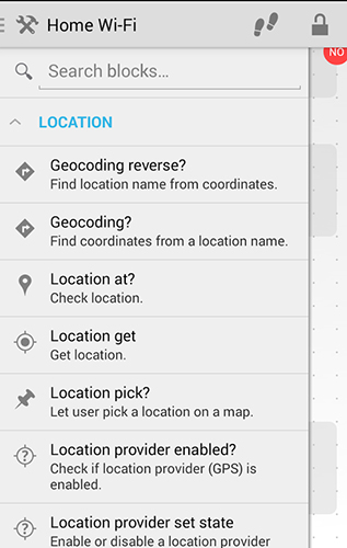Les captures d'écran du programme Llama: Location profiles pour le portable ou la tablette Android.