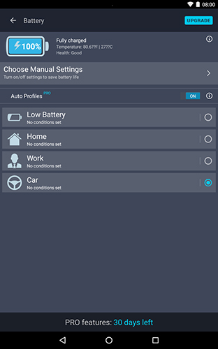 Capturas de pantalla del programa Wear battery monitor alpha para teléfono o tableta Android.