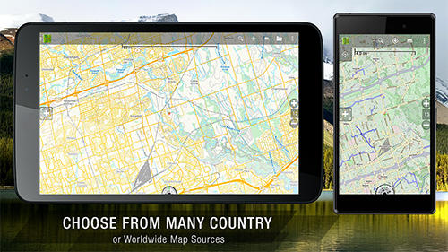 Capturas de tela do programa Back country navigator em celular ou tablete Android.