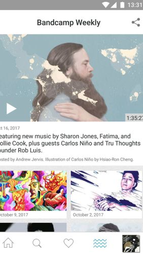 Screenshots des Programms Bandcamp für Android-Smartphones oder Tablets.