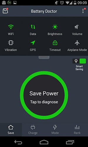 Screenshots des Programms Battery doctor für Android-Smartphones oder Tablets.