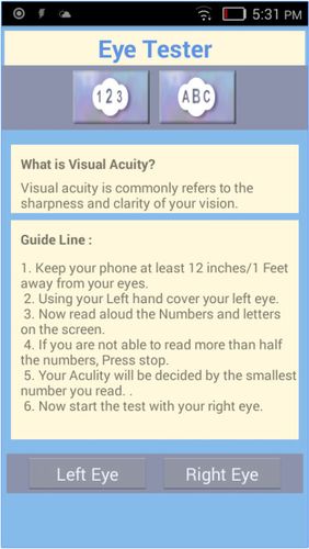 Descargar gratis Best eye tester para Android. Programas para teléfonos y tabletas.