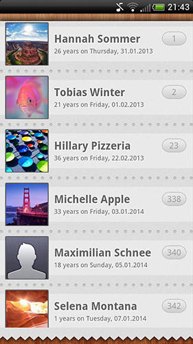 Birthdays app for Android, download programs for phones and tablets for free.