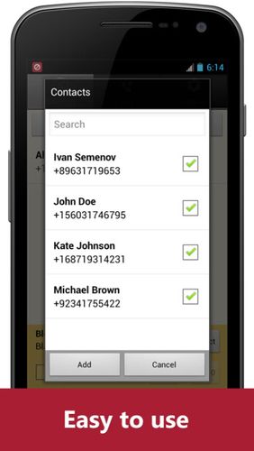 Screenshots of Blacklist plus program for Android phone or tablet.