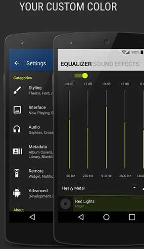 Screenshots des Programms Black player EX für Android-Smartphones oder Tablets.