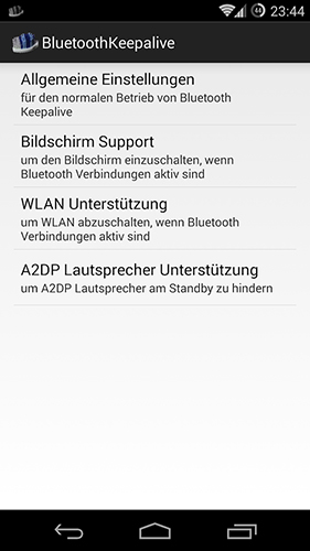Capturas de pantalla del programa Bluetooth keepalive para teléfono o tableta Android.