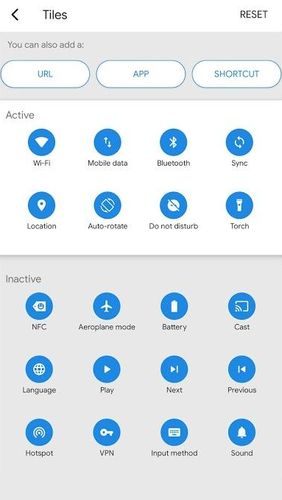 アンドロイドの携帯電話やタブレット用のプログラムBottom quick settings - Notification customisation のスクリーンショット。