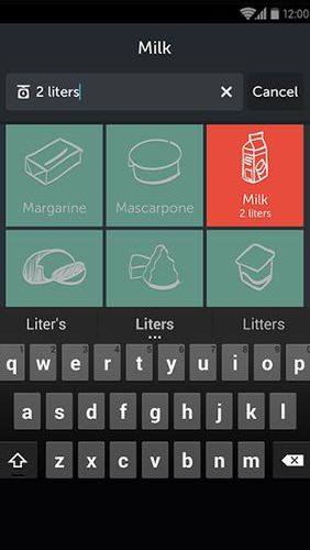 Screenshots of Bring! Grocery shopping list program for Android phone or tablet.