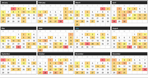 アンドロイドの携帯電話やタブレット用のプログラムBusiness calendar のスクリーンショット。