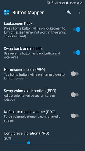 Screenshots des Programms Button mapper: Remap your keys für Android-Smartphones oder Tablets.