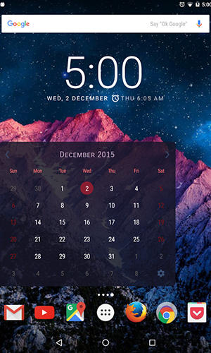Screenshots des Programms Holo Clock Widget für Android-Smartphones oder Tablets.
