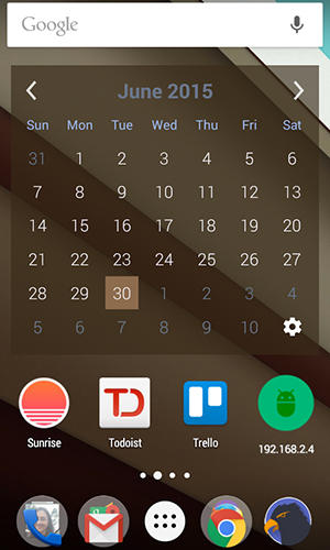 Capturas de pantalla del programa Calendar widget para teléfono o tableta Android.