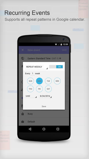 Aplicación Tiny Calendar para Android, descargar gratis programas para tabletas y teléfonos.