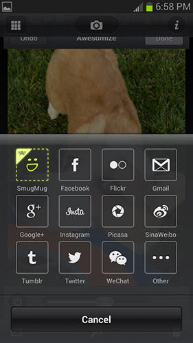 Les captures d'écran du programme Facetune pour le portable ou la tablette Android.