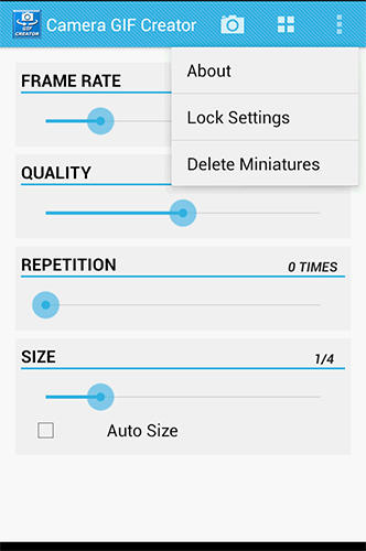 Capturas de tela do programa Camera Gif creator em celular ou tablete Android.