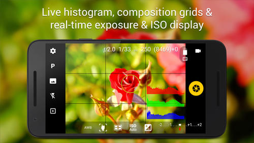 Les captures d'écran du programme Camera FV5 pour le portable ou la tablette Android.