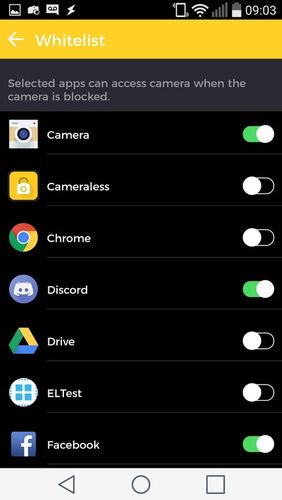 Aplicación Cameraless - Camera block para Android, descargar gratis programas para tabletas y teléfonos.
