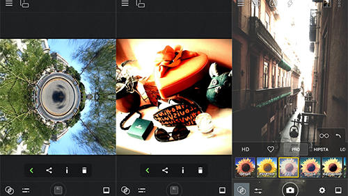 Les captures d'écran du programme Cameringo pour le portable ou la tablette Android.