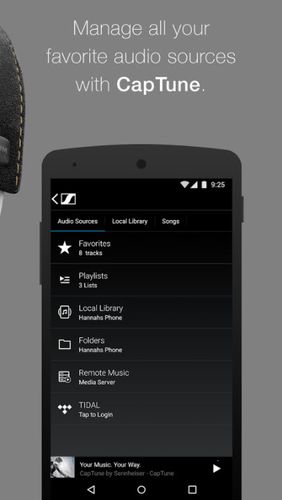 Screenshots des Programms Maven music player: 3D sound für Android-Smartphones oder Tablets.