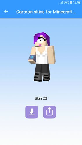 Screenshots of Cartoon skins for Minecraft MCPE program for Android phone or tablet.
