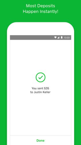 Screenshots of Cash app program for Android phone or tablet.