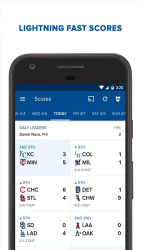Screenshots des Programms CBS Sports: Scores and News für Android-Smartphones oder Tablets.