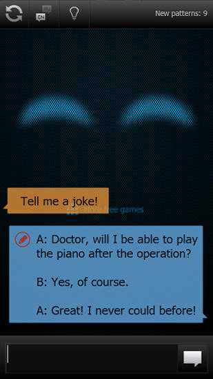 Screenshots of Chatbot: Robot program for Android phone or tablet.