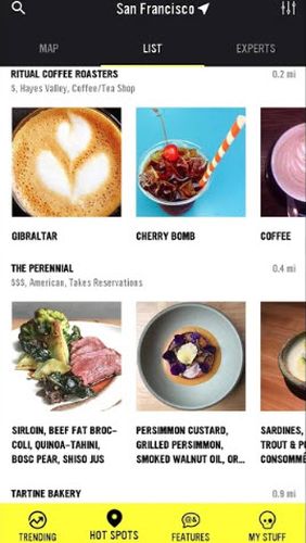 Screenshots des Programms ChefsFeed - Dine like a pro für Android-Smartphones oder Tablets.