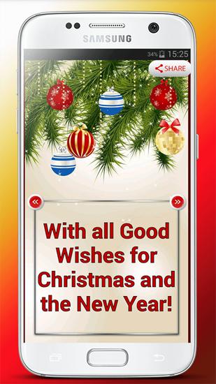 Capturas de pantalla del programa Christmas Greeting Cards para teléfono o tableta Android.