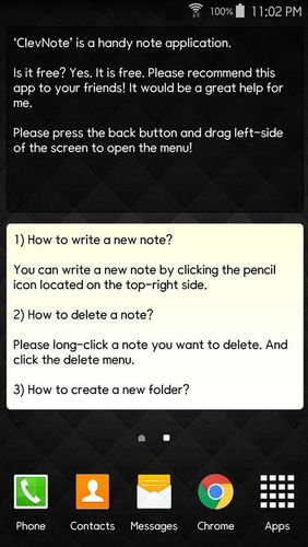 Capturas de tela do programa ClevNote - Notepad and checklist em celular ou tablete Android.
