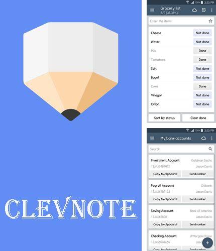 Крім програми Battery widget для Андроїд, можна безкоштовно скачати ClevNote - Notepad and checklist на Андроїд телефон або планшет.