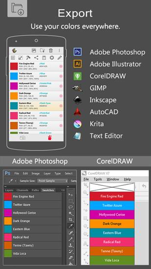 Screenshots of Color Grab program for Android phone or tablet.